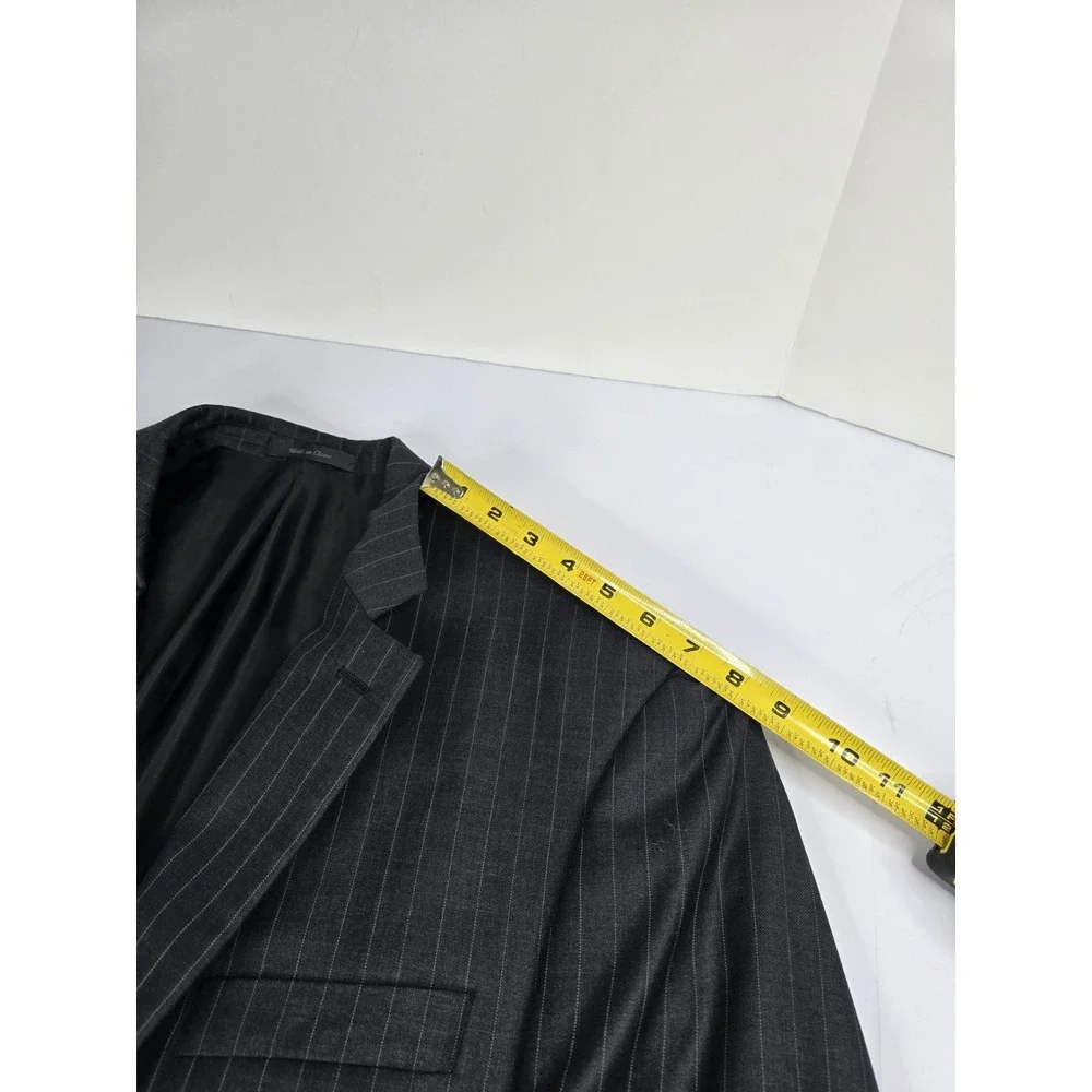 Lauren Ralph Lauren Mens Classic Fit Wool Sport Coat Blazer Black 44R Pin Stripe